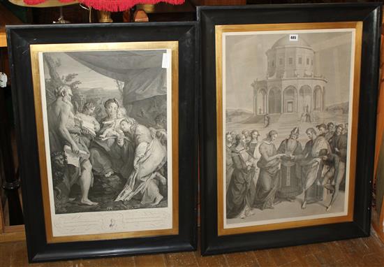 2 black framed 19thC classical prints